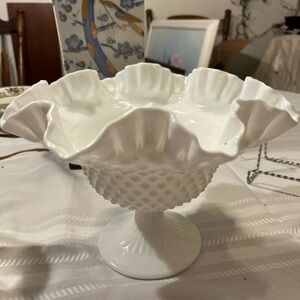 Elegant White Ruffled Ceramic Vase